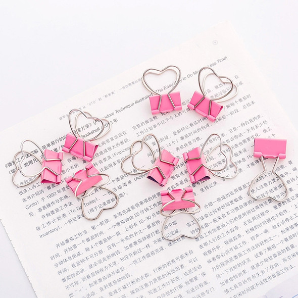 10 PCS Heart Hollow Metal Binder Clips Notes Letter Paper Clip Office Supplies