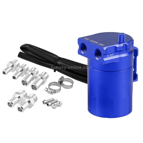 Universal Racing Aluminum Alloy Oil Catch Can Oil Tank Breather Tank, Capacity: 300ML (Blue)