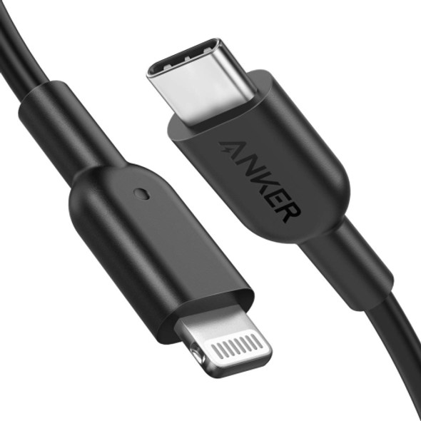 ANKER PowerLine II USB-C / Type-C to 8 Pin MFI Certificated Charging Data Cable for iPhone XS Max / XS / XR / X / 8 Plus / 8, Length: 0.9m(Black)