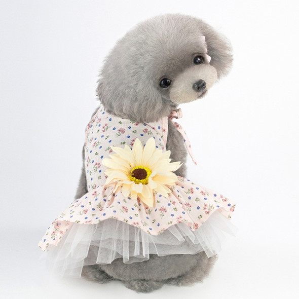 Pet Clothing Dog Cat Spring and Summer Breathable Daisy Skirt, Size:L(Yellow Flower)