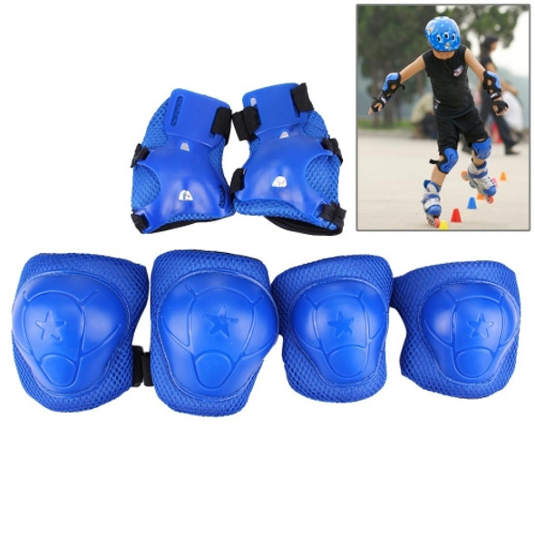 6 in 1 Roller Skate Knee & Elbow & Wrist Pads Protective Gear Sets(Dark Blue)