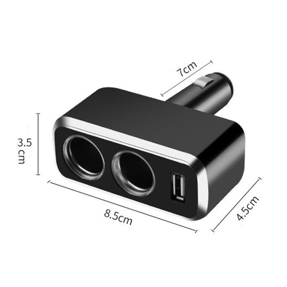 SHUNWEI SD-1909 80W 0.8A Car 2 in 1 USB Charger 90 Degree Free Rotation Cigarette Lighter (Black)