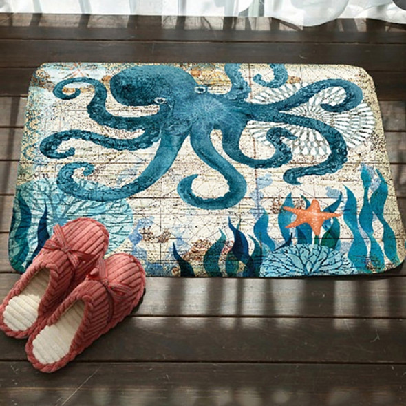 Marine Series Pattern Bathroom Toilet Non-slip Mat Flannel Absorbent Foot Pad, Size:50x80cm(Octopus)