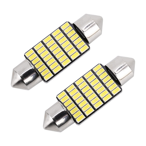 2 PCS 36mm DC12V / 1.2W / 6000K / 80LM 33LEDs SMD-3014 Car License Plate Light / Dome Light, with Decoder