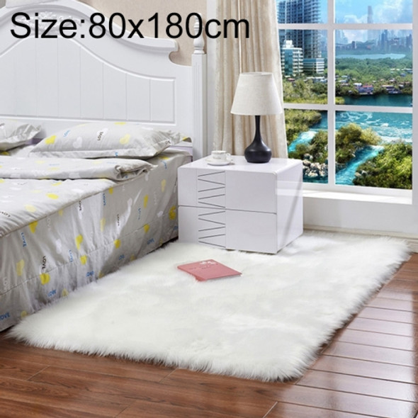 Luxury Rectangle Square Soft Artificial Wool Sheepskin Fluffy Rug Fur Carpet, Size:80x180cm(White)