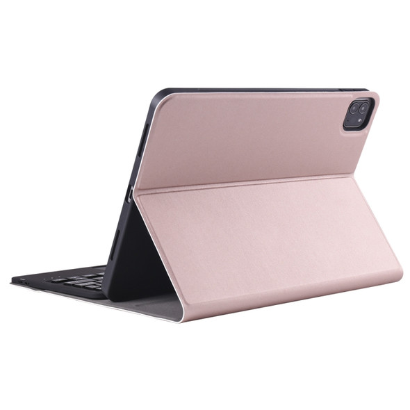 A098B-A Detachable ABS Ultra-thin Bluetooth Keyboard + TPU Protective Case for iPad Air 4 10.9 inch (2020), with Stand & Pen Slot & Touch(Rose Gold)