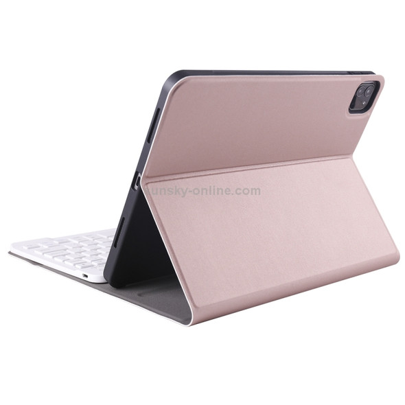 A098B TPU Detachable Ultra-thin Bluetooth Keyboard Protective Case for iPad Air 4 10.9 inch (2020), with Stand & Pen Slot(Rose Gold)