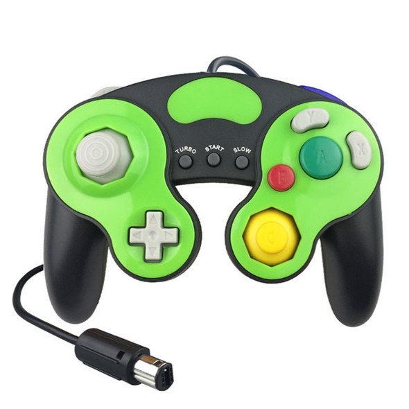Three-point Decorative Strip Wired Game Handle Controller for Nintendo NGC(Black+green)