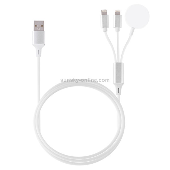 Multi-function 3 In 1 8 Pin Magnetic Charging Cable for iPhone / Apple Watch, Length : 1m (White)