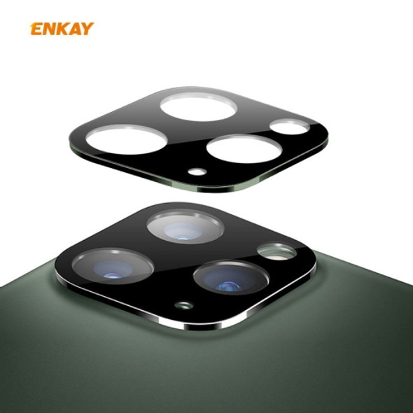 For iPhone 11 Pro / 11 Pro Max Hat-Prince ENKAY Rear Camera Lens Film Aluminium Alloy+PMMA Full Coverage Protector(Blackish Green)