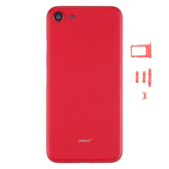 Battery Back Cover with Camera Lens Cover & SIM Card Tray & Side keys for iPhone SE 2020(Red)