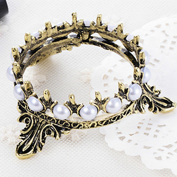 Portable Pearls Rack Crown Novelty Home Alloy Tools Stand Nail Art Brush Pen Holder(Vintage Gold)