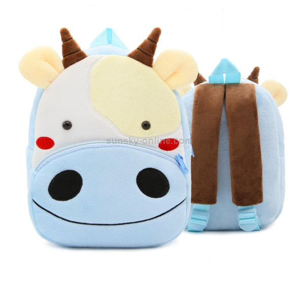 Kids 3D Animal Velvet Backpacks Children Cartoon Kindergarten Toys Gifts School Bags(Cows)