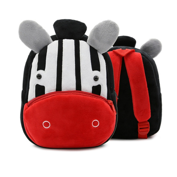 Kids 3D Animal Velvet Backpacks Children Cartoon Kindergarten Toys Gifts School Bags(Zebra)