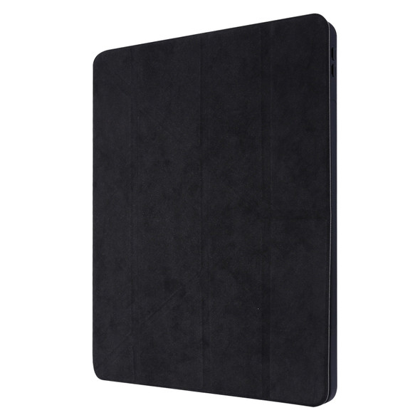 For iPad Pro 12.9 inch 2020 Marble Style Cloth Texture Horizontal Deformation Flip Leather Case with Holder & Pen Slot(Black)