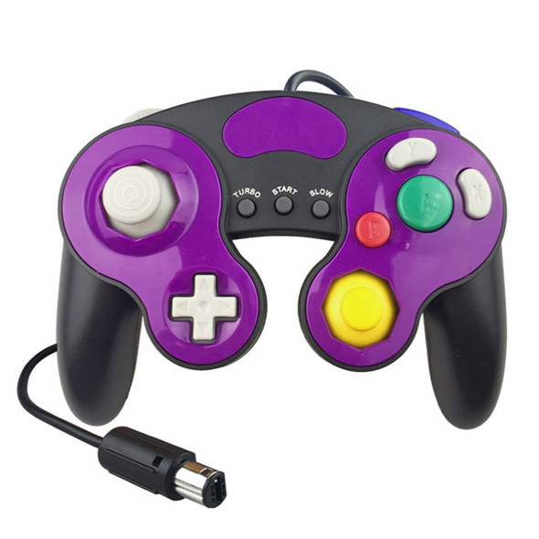 Three-point Decorative Strip Wired Game Handle Controller for Nintendo NGC(Baby Blue + Purple)