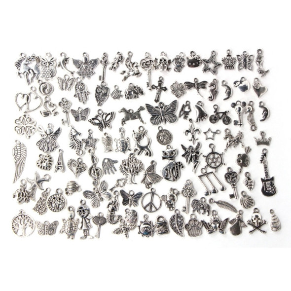 100pcs  Mixed Antique Silver Color European Bracelets Charm Pendants Fashion Jewelry DIY Charms Handmade