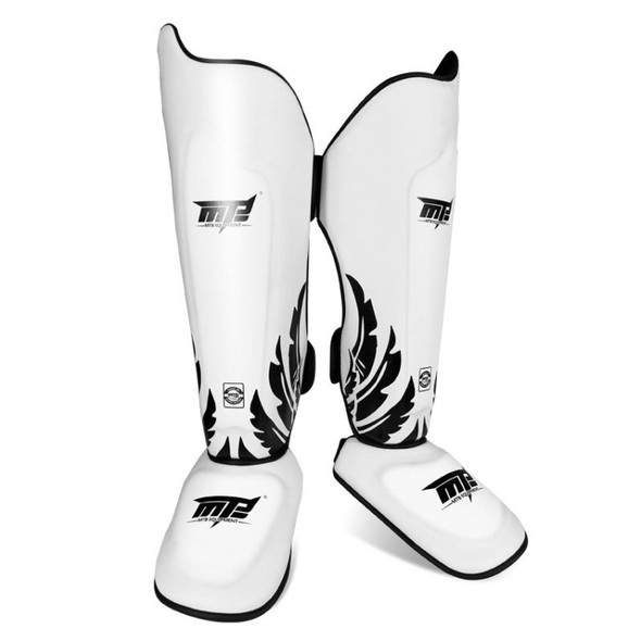 MTB SJ-020A Freestyle Grappling Boxing Fighting Training Taekwondo Shin Ankle Protector Foot Guard Protective Gear, Size:L(White)