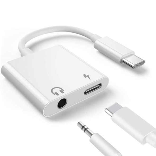 2 in 1 USB-C Adapter with 3.5mm Headphone Jack, Compatible for iPad Pro and Type-C Jack Phone