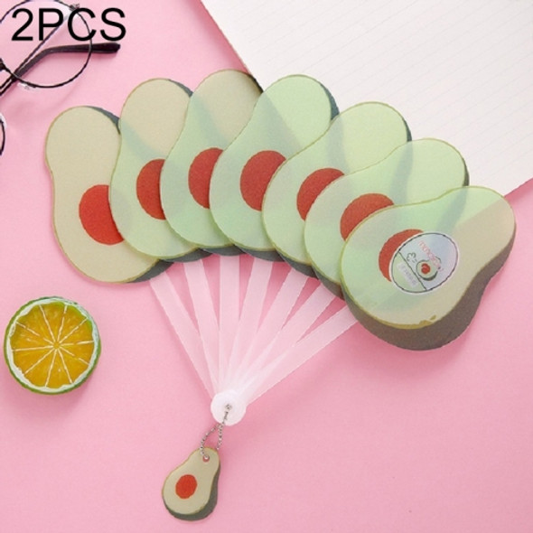 2 PCS Cartoon Fruit Fan Cool Folding Fan in Summer(Avocado)