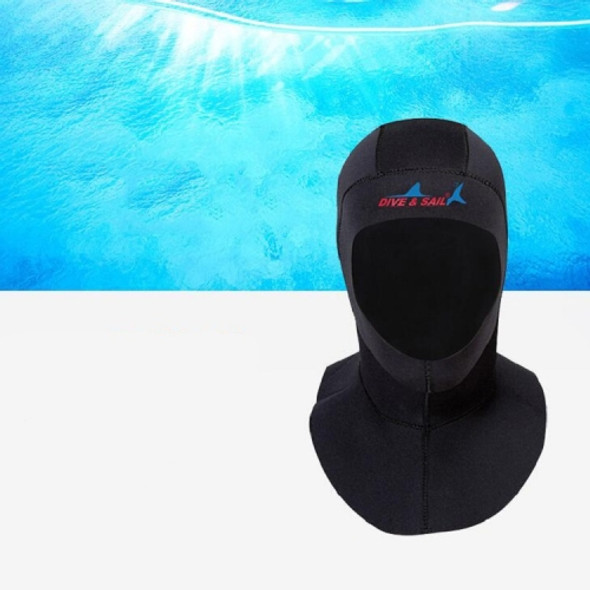 DIVE & SAIL DH-006 3mm Shoulder Warm Diving Cap Surfing Snorkeling Sunscreen Waterproof Diving Headgear, Size: M(Black)