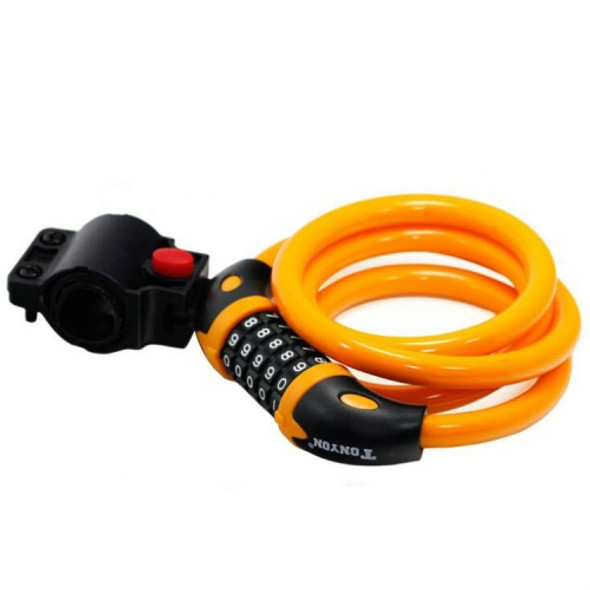 TONYON TY566 Bicycle Lock Five-digit Code Lock Mountain Bike Bar Wire Lock Single Rim Lock(Orange)