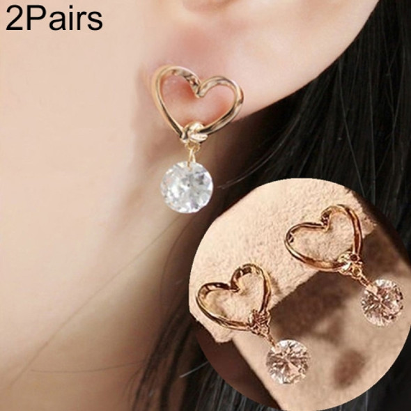2 PCS Women Elegant Fashion Crystal  Heart Design Earring