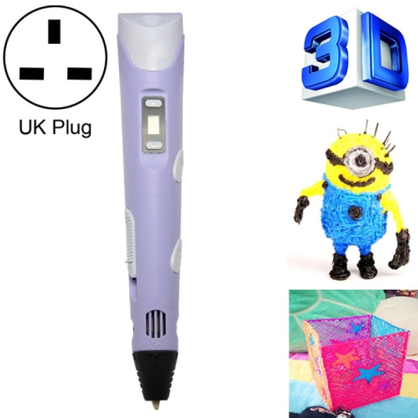 Hand-held 3D Printing Pen, UK Plug (Purple)