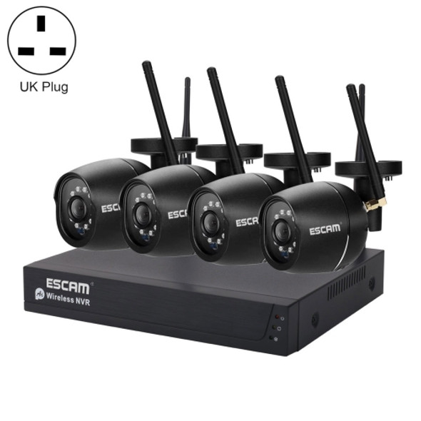 ESCAM WNK204 Tuya HD 1080P 4CH Wireless NVR Security System, UK Plug