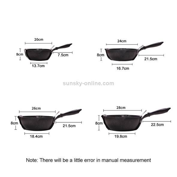 Thick Bottom Maifan Stone Household Small Frying Pan Non Stick Pan Deep Frying Pan, Color:24cm Black Without Cover