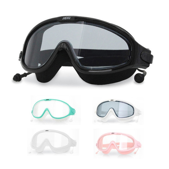 JIEHU JH8208DMJS Large Frame Waterproof and Anti-fog High-definition Eye Protection Swimming Goggles(Smoke Black)