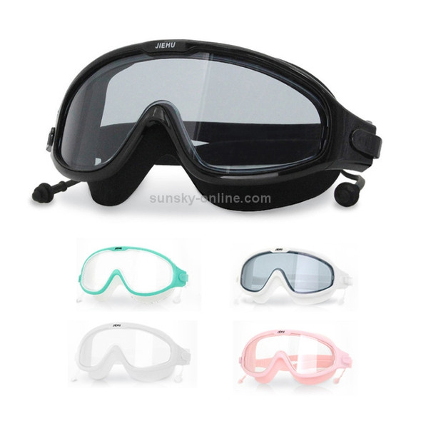 JIEHU JH8208DMJS Large Frame Waterproof and Anti-fog High-definition Eye Protection Swimming Goggles(Smoke Green White)
