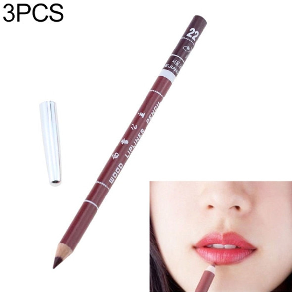 3PCS Professional Wood Waterproof Lady Charming Lip Liner Contour Makeup Lipstick Tool(22)