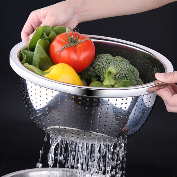 SSGP Stainless Steel Thickened Drain Basin Vegetable Basket Washing Rice Basin, Outer Diameter:26cm