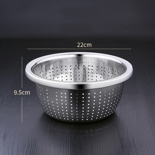 SSGP Stainless Steel Thickened Drain Basin Vegetable Basket Washing Rice Basin, Outer Diameter:22cm