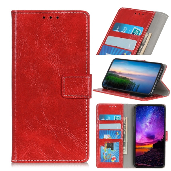 Retro Crazy Horse Texture Horizontal Flip Leather Case for Alcatel 1S, with Holder & Card Slots & Photo Frame & Wallet (Red)
