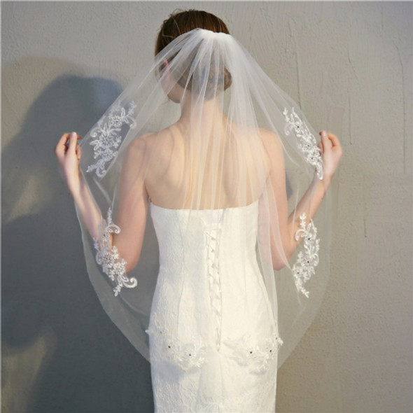 Layer Mori Wedding Short Veil Bridal Veil Wedding Accessories, Style:151 White, Size:80-100cm