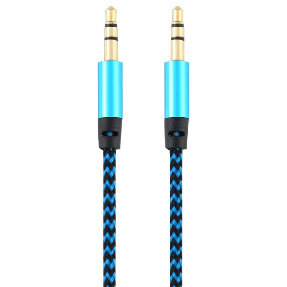 3 PCS K10 3.5mm Male to Male Nylon Braided Audio Cable, Length: 1m(Blue)