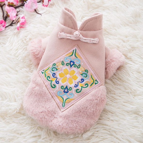 Puppy Dog Tang Suit Warm Clothes Teddy Autumn and Winter Clothes Pet Padded Princess Skirt, Size: S(Pink )