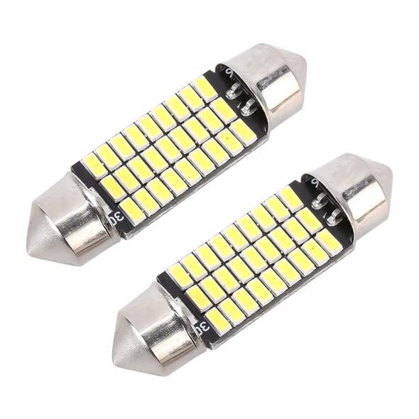 2 PCS 36mm DC12V / 1.5W / 6000K / 100LM 27LEDs SMD-3014 Car License Plate Light / Dome Light