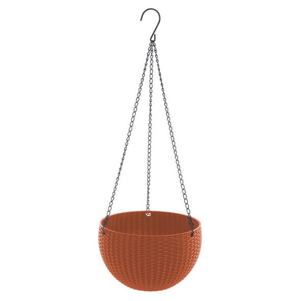 Rattan-like Hanging Basket Plastic Garden Flower Pot Creative Green Dill Absorbent Hanging Basin, Size:M (Brown)