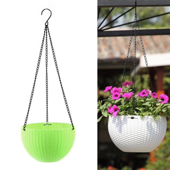 Rattan-like Hanging Basket Plastic Garden Flower Pot Creative Green Dill Absorbent Hanging Basin, Size:S (Green)