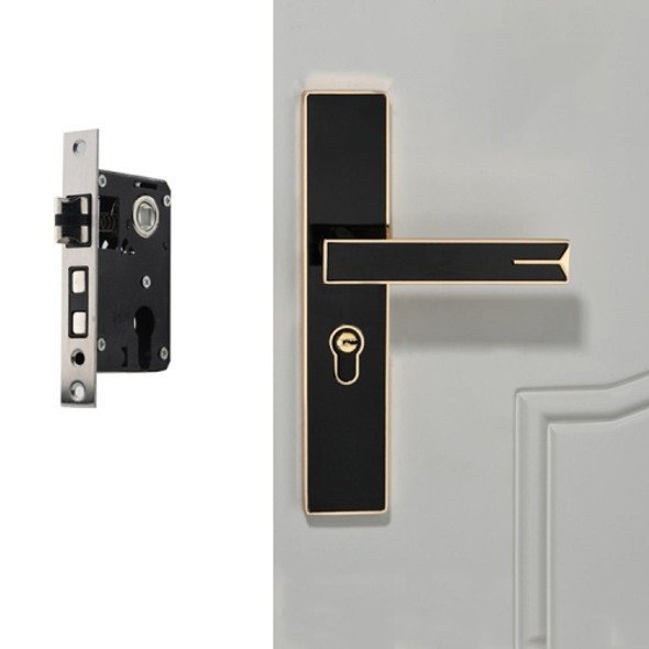Mute Strong Magnetic Aluminum Alloy Interior Door Lock Door Bedroom Hardware Handle Lock, Color:Black Gold Small 50 Lock Body
