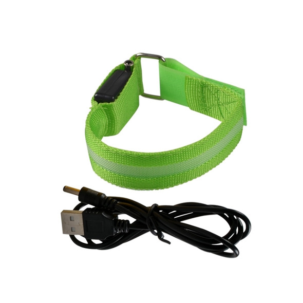 Green Nylon Night Sports LED Light Armband Light Bracelet, Specification:USB Charging Version