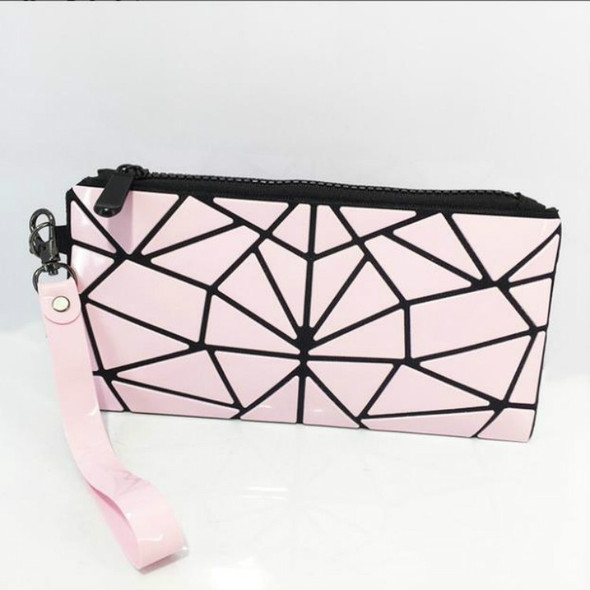 Laser Folding Portable Cosmetic Bag Variety Of Geometric Rhombic Travel Makeup Clutch Bag Storage Bag(Pink)