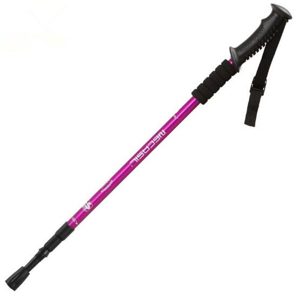 NECASIL Three-section Aluminum Alloy Straight Handle Retractable Trekking Trekking Pole(Purple)