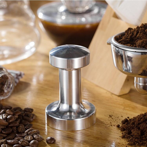 Stainless Steel Solid Wood Handle Integrated Coffee Powder, Specification:58mm, Color:Aluminum Integration