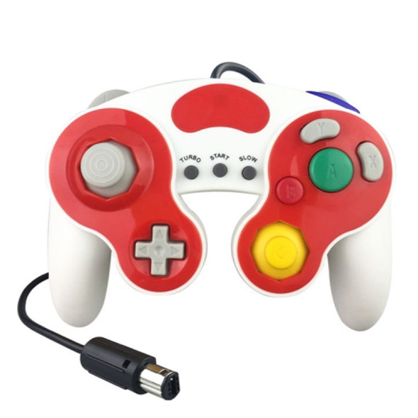Three-point Decorative Strip Wired Game Handle Controller for Nintendo NGC(Red + White)