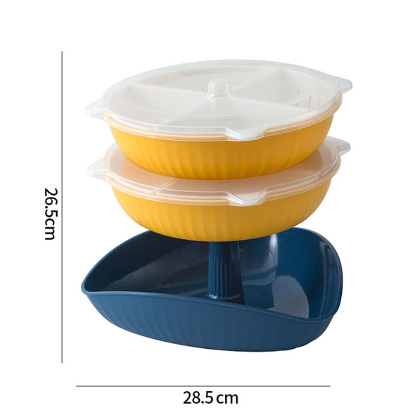 Vegetable Washing Draining Basket Split-Grid Rotating Multi-Layer Hot Pot Platter Tray+2 Drain Baskets(Blue)