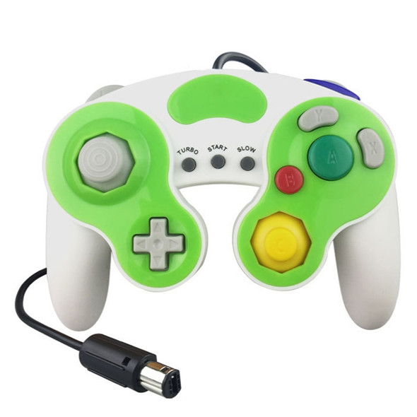 Three-point Decorative Strip Wired Game Handle Controller for Nintendo NGC(White + Green)